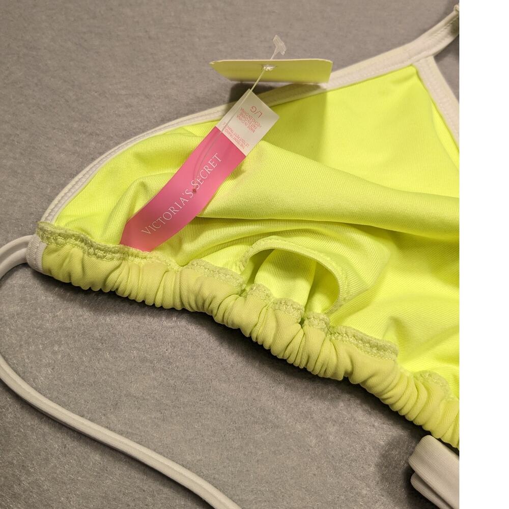 Victoria's Secret Bikini Top Women Large Butter Yellow String Y2K EUC - Picture 2 of 12
